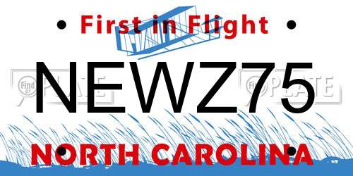 NEWZ75 North Carolina License Plate