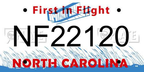 NF22120 North Carolina License Plate
