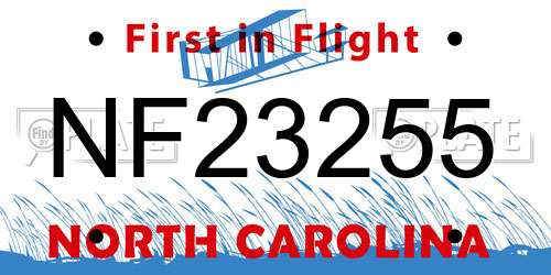 NF23255 North Carolina License Plate