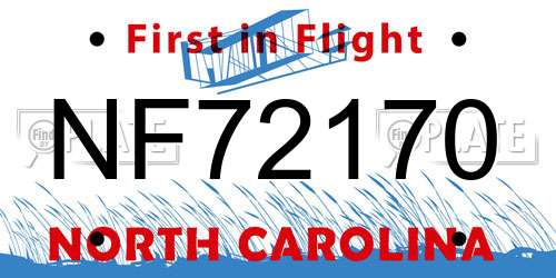 NF72170 North Carolina License Plate