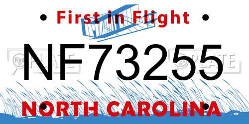 NF73255 North Carolina License Plate