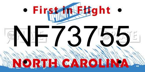 NF73755 North Carolina License Plate