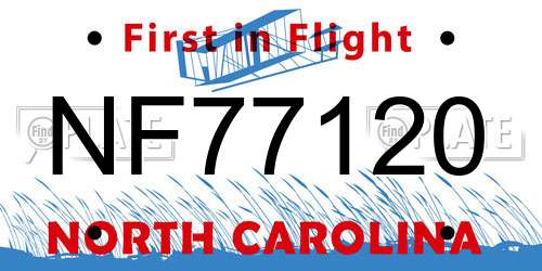 NF77120 North Carolina License Plate