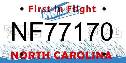 NF77170 North Carolina License Plate