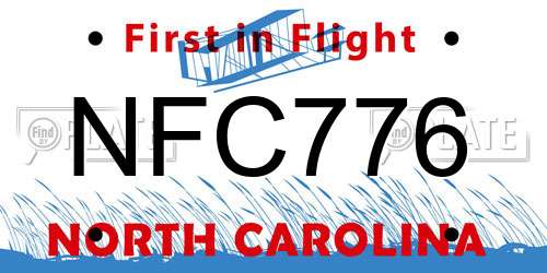 NFC776 North Carolina License Plate