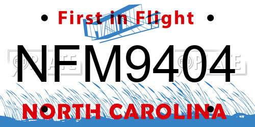 NFM9404 North Carolina License Plate
