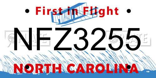 NFZ3255 North Carolina License Plate