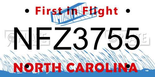 NFZ3755 North Carolina License Plate