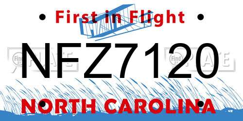 NFZ7120 North Carolina License Plate