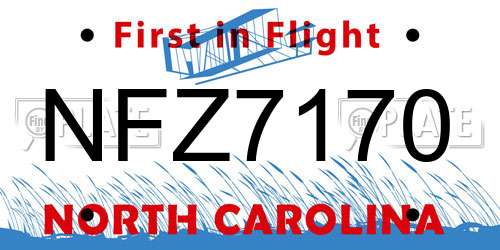 NFZ7170 North Carolina License Plate