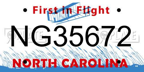 NG35672 North Carolina License Plate