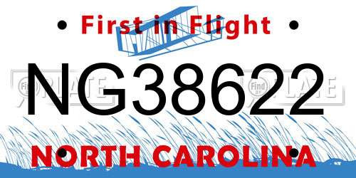 NG38622 North Carolina License Plate