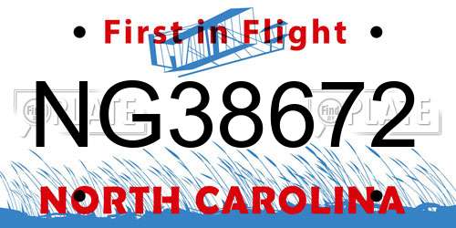 NG38672 North Carolina License Plate