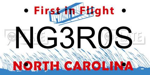 NG3R0S North Carolina License Plate