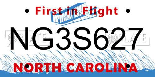NG3S627 North Carolina License Plate