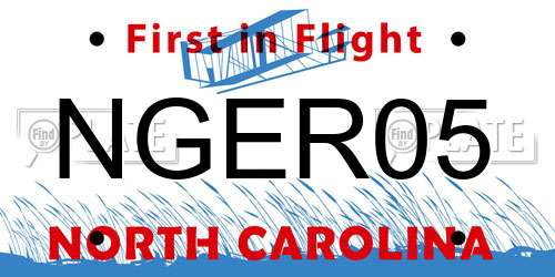 NGER05 North Carolina License Plate