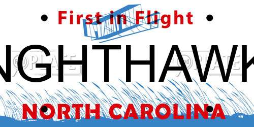 NGHTHAWK North Carolina License Plate