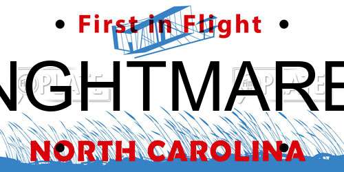 NGHTMARE North Carolina License Plate