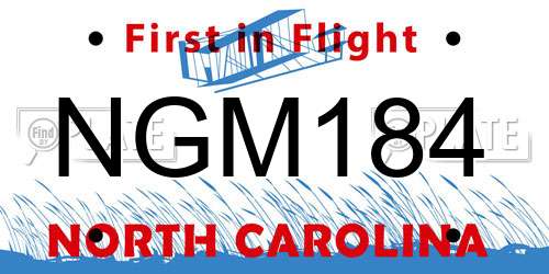 NGM184 North Carolina License Plate