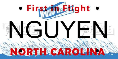 NGUYEN North Carolina License Plate