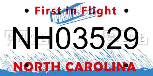 NH03529 North Carolina License Plate