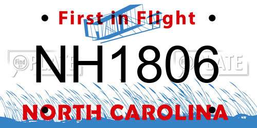 NH1806 North Carolina License Plate