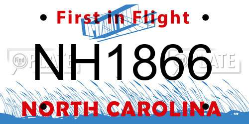 NH1866 North Carolina License Plate