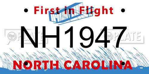 NH1947 North Carolina License Plate