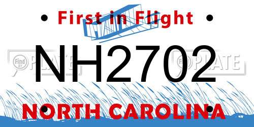 NH2702 North Carolina License Plate