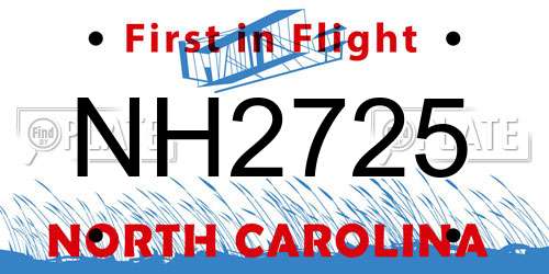 NH2725 North Carolina License Plate