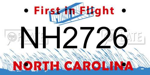 NH2726 North Carolina License Plate
