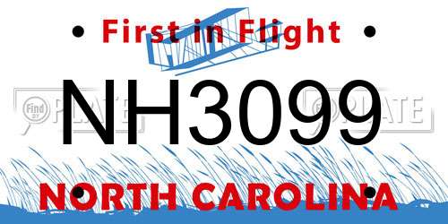 NH3099 North Carolina License Plate
