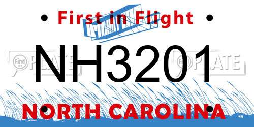 NH3201 North Carolina License Plate