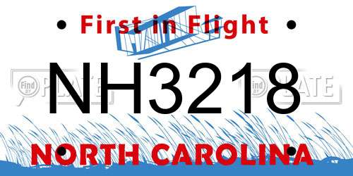 NH3218 North Carolina License Plate