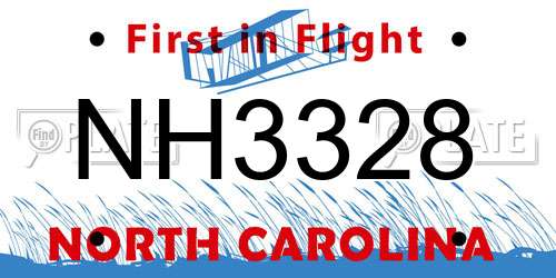 NH3328 North Carolina License Plate