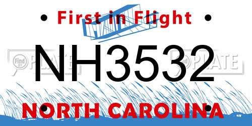 NH3532 North Carolina License Plate
