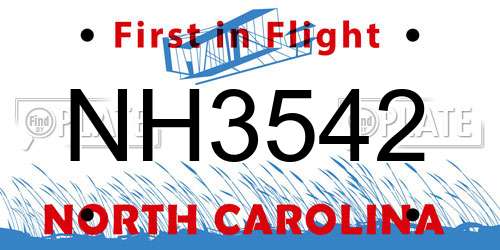 NH3542 North Carolina License Plate
