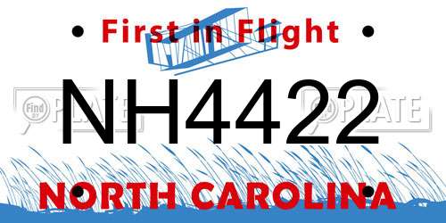 NH4422 North Carolina License Plate