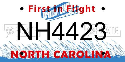 NH4423 North Carolina License Plate