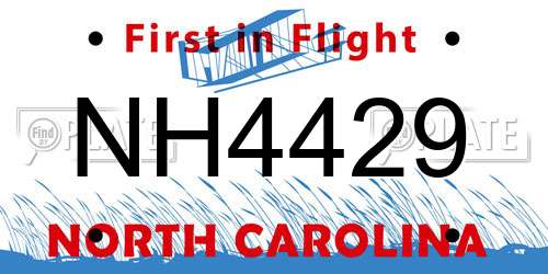 NH4429 North Carolina License Plate
