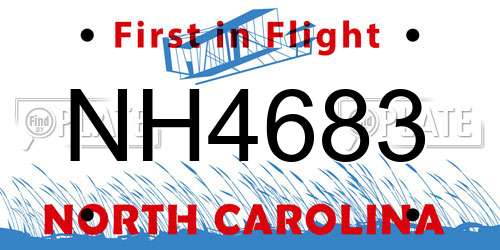 NH4683 North Carolina License Plate