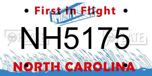NH5175 North Carolina License Plate