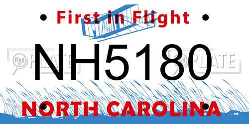 NH5180 North Carolina License Plate