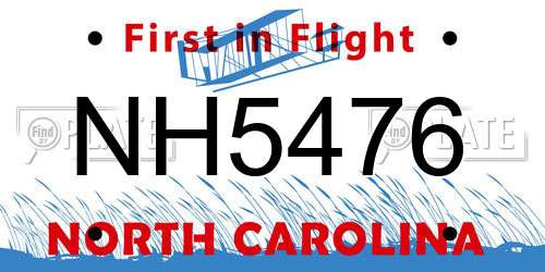 NH5476 North Carolina License Plate