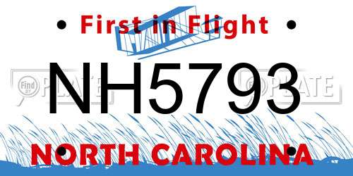 NH5793 North Carolina License Plate
