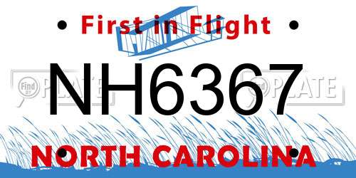 NH6367 North Carolina License Plate