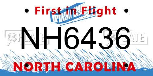 NH6436 North Carolina License Plate