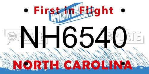 NH6540 North Carolina License Plate