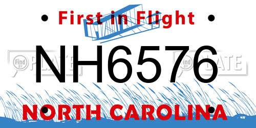 NH6576 North Carolina License Plate