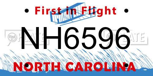 NH6596 North Carolina License Plate